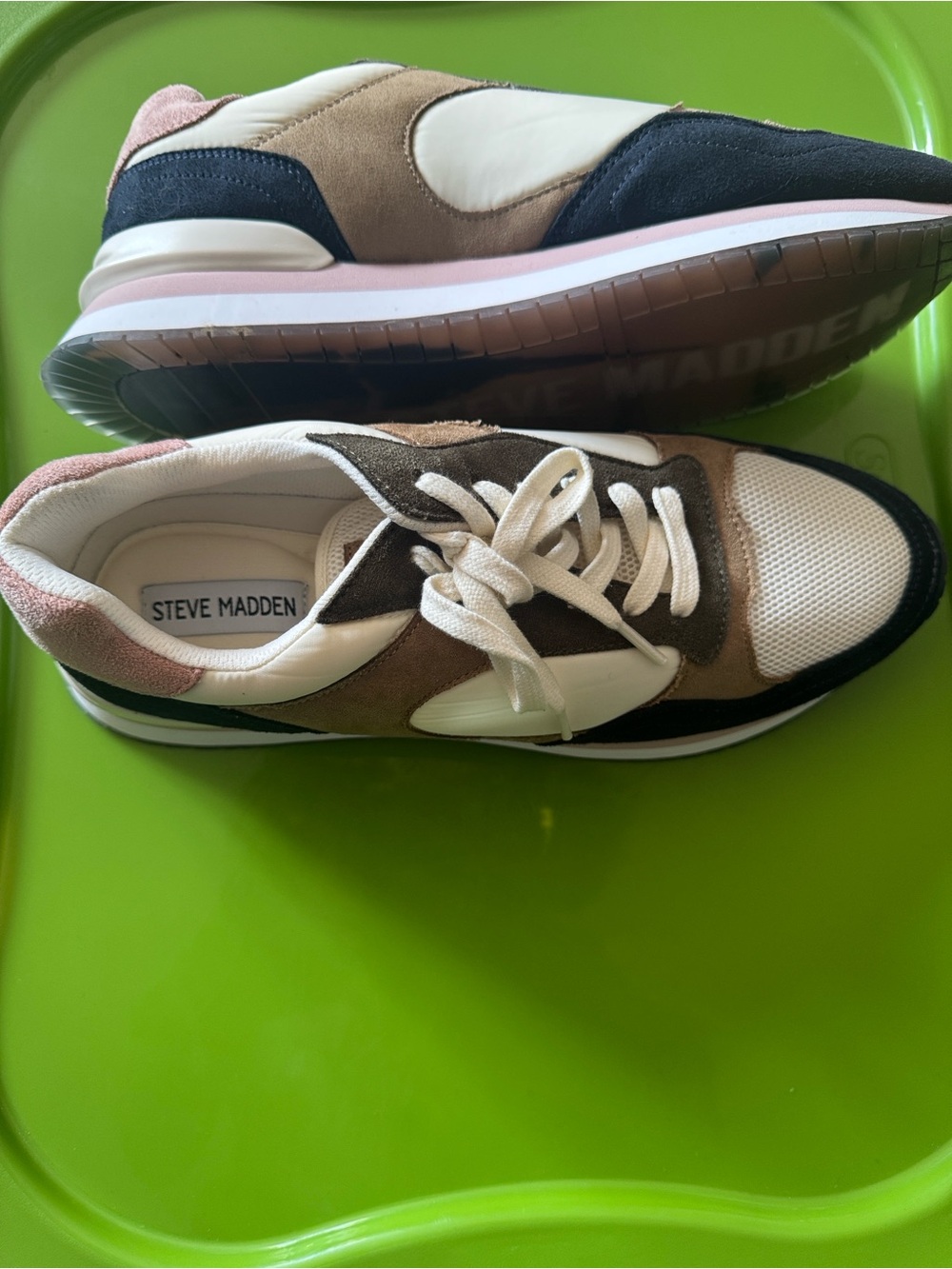 Steve Madden Women’s Suede & Mesh Sneakers White/Olive/Tan/Pink/Navy